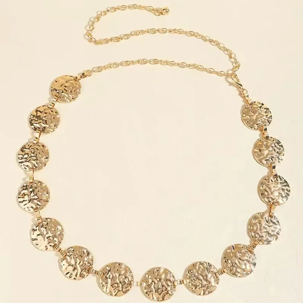 Metal Waist Gold Chain Belt Round Irregular Body Chain  Accessory Boho 43”